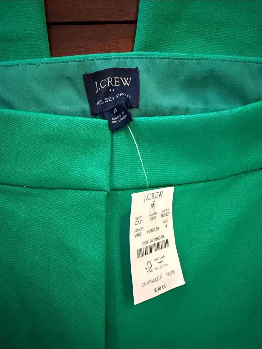 J. Crew Kelly Green Straight-Leg Dress Pants